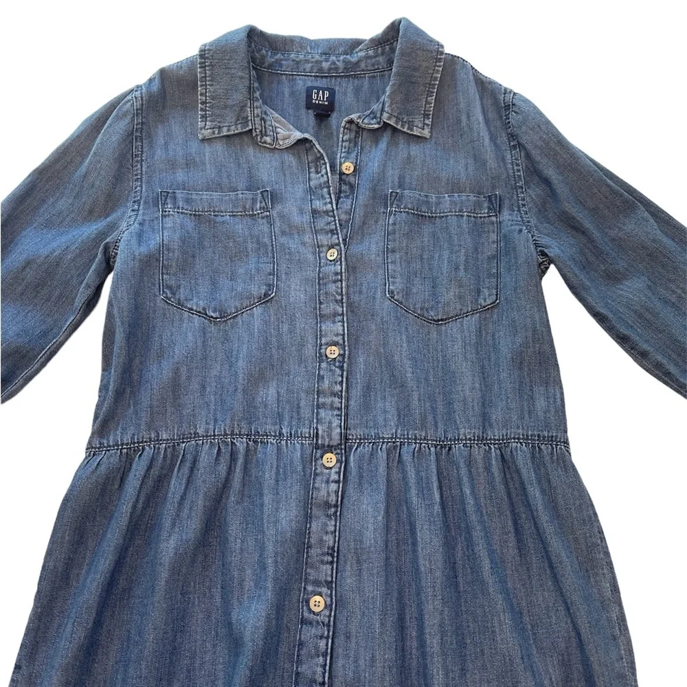 GAPKids Dress Long Sleeve Button up Blue Chambray Denim Girls Size Large